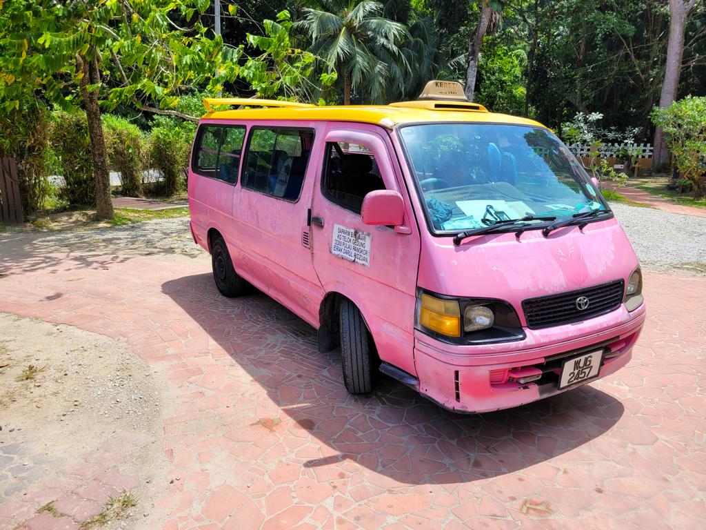 Pinkes Taxi auf Pulau Pangkor