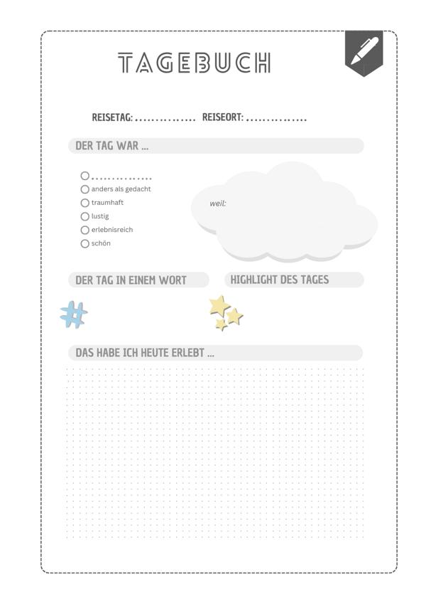 Reisetagebuch-Vorlage: Design 1