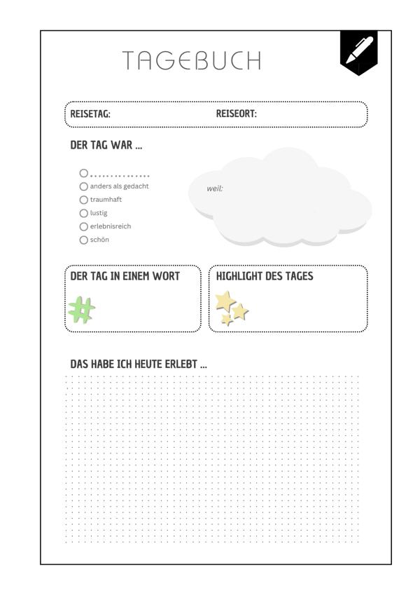 Reisetagebuch-Vorlage: Design 3