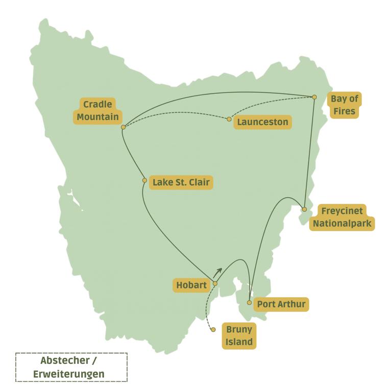 Tasmanien Reiseroute für 2 Wochen