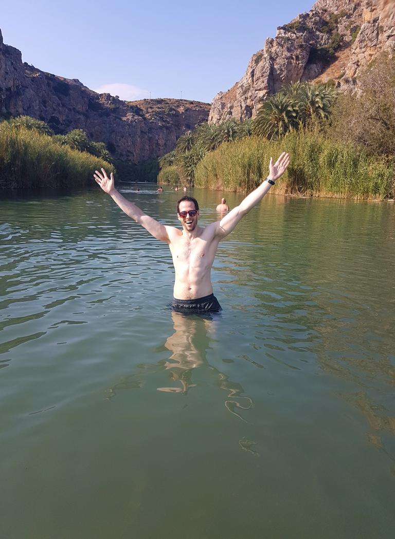 Fluss am Palmenstrand von Preveli auf Kreta