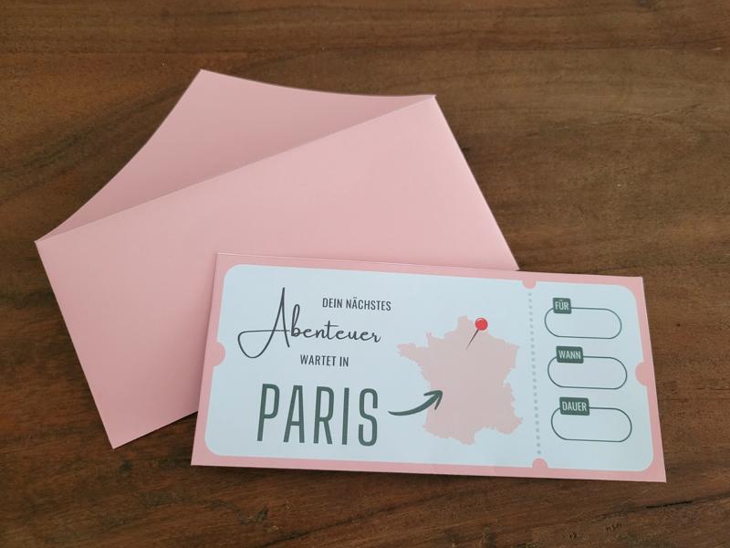 Gutschein für Paris: Vorlage zum Ausdrucken