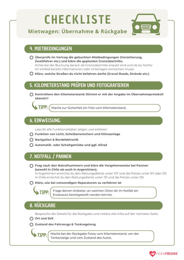 Auto mieten in Patagonien: Checkliste für den Download