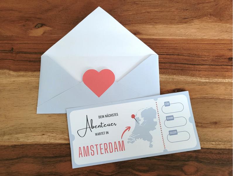 Gutschein für Amsterdam: Vorlage zum Ausdrucken