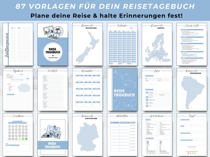 18 Grafiken der Reisetagebuch-Vorlage